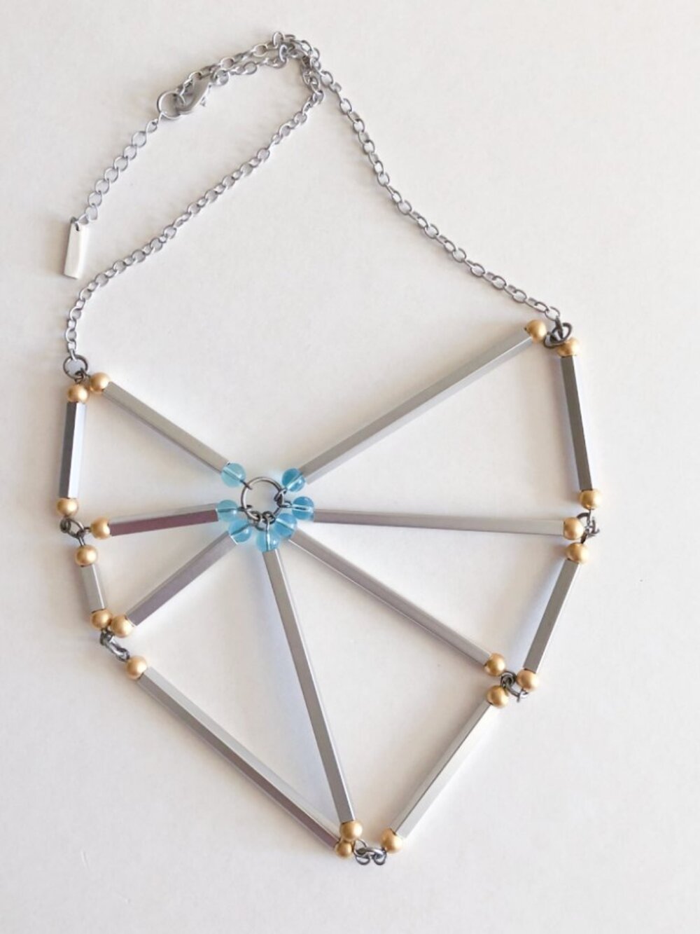 Retro Silver Abstract Web Necklace